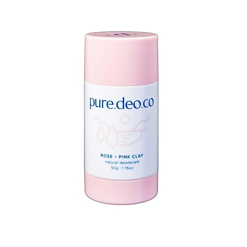 

PURE DEO CO Дезодорант-стик без солей алюминия с розой и розовой глиной, Дезодорант-стик без солей алюминия с розой и розовой глиной