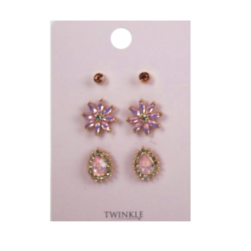

TWINKLE Серьги набор 3 пары Flower, Серьги набор 3 пары Flower