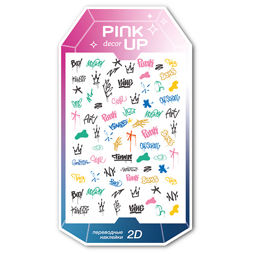 

PINK UP Наклейки для ногтей переводные DECOR 2D, Наклейки для ногтей переводные DECOR 2D