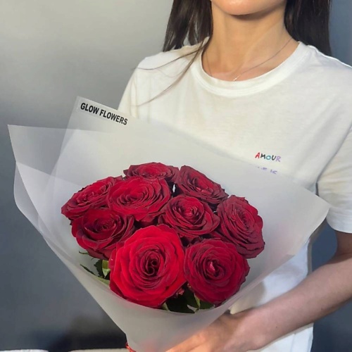 

GLOW FLOWERS Моно-букет из 9 красных Роз, Моно-букет из 9 красных Роз