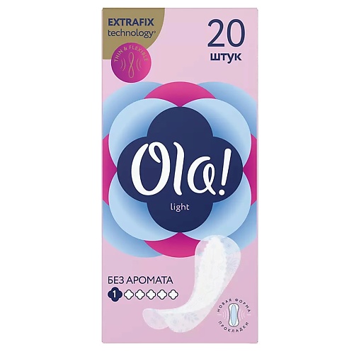 

OLA! Женские ежедневные ультратонкие прокладки Light, без аромата 20.0, Женские ежедневные ультратонкие прокладки Light, без аромата
