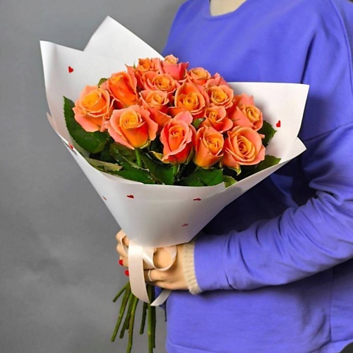 

GLOW FLOWERS Монобукет из 15 оранжевых роз, Монобукет из 15 оранжевых роз