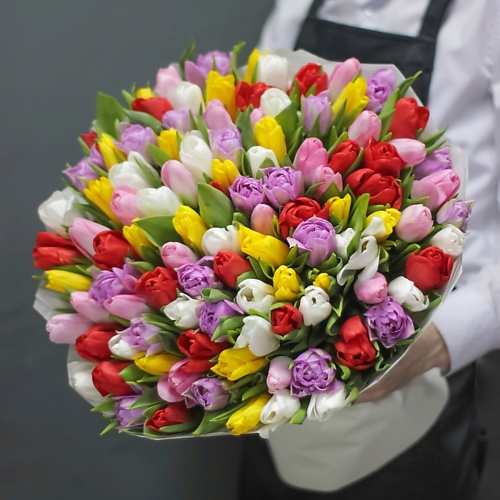 ПЯТЬ ЦВЕТОВ Букет 101 тюльпан микс 50478₽