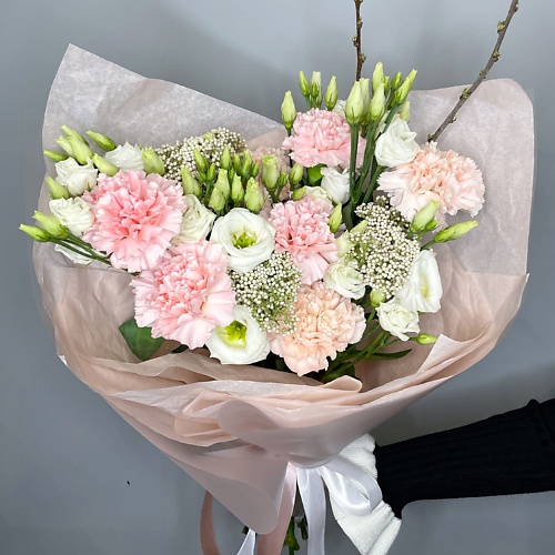 

ELEVEN FLOWERS Авторская композиция из эустомы и диантусов, Авторская композиция из эустомы и диантусов