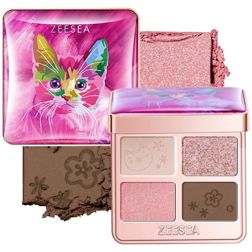

ZEESEA Тени для век Tipsy Kitty Eyeshadow Quad, Тени для век Tipsy Kitty Eyeshadow Quad
