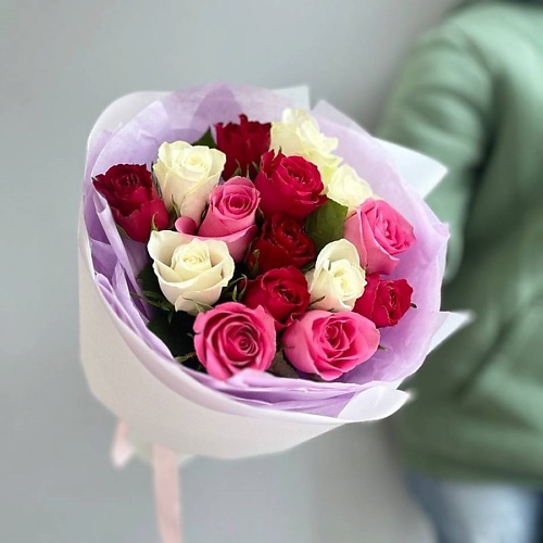 

ПИОН ПИОНЫЧ 15 роз Кения яркий микс, 15 роз Кения яркий микс