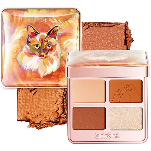

ZEESEA Тени для век Tipsy Kitty Eyeshadow Quad, Тени для век Tipsy Kitty Eyeshadow Quad