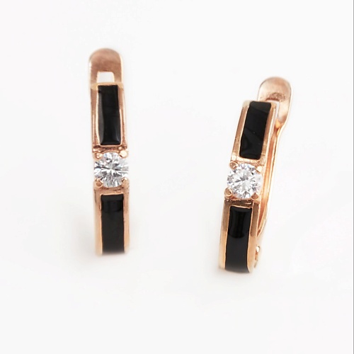 

SHINE & BEAUTY Серьги покрытые золотом с фианитами, Серьги покрытые золотом с фианитами
