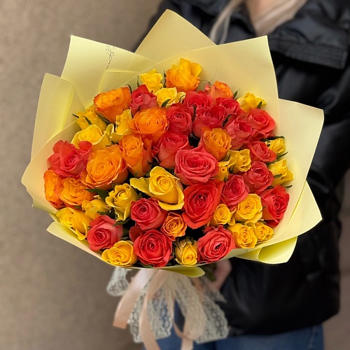 

YULIA FLOWER Букет "Пламя" 51 роза Кения, Букет "Пламя" 51 роза Кения