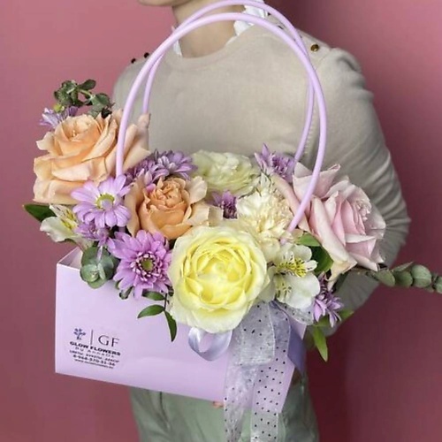 

GLOW FLOWERS Букет с розами и эустомой на день рождения, Букет с розами и эустомой на день рождения