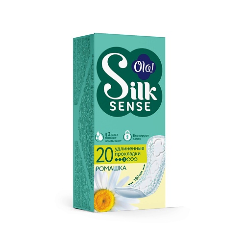 

OLA! Silk Sense Ежедневные женские удлиненные прокладки, аромат Ромашка 20.0, Silk Sense Ежедневные женские удлиненные прокладки, аромат Ромашка