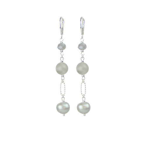 

LANZEROTTI Серьги с жемчугом, лабрадоритом и кристаллом, Серьги с жемчугом, лабрадоритом и кристаллом