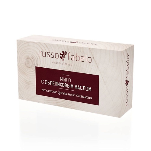 

RUSSO-FABELO Мыло туалетное твердое с облепиховым маслом на основе древесного бальзама 80.0, Мыло туалетное твердое с облепиховым маслом на основе древесного бальзама