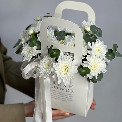 

ART FLORA Авторская сумочка с белой хризантемой, Авторская сумочка с белой хризантемой