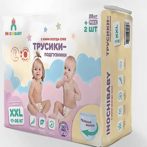 

INOCHIBABY Подгузники трусики размер XXL (17-26 кг) 30.0, Подгузники трусики размер XXL (17-26 кг)