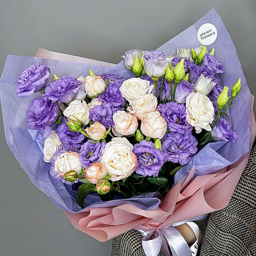 

ELEVEN FLOWERS Яркий букет из эустомы и пионовидных роз, Яркий букет из эустомы и пионовидных роз