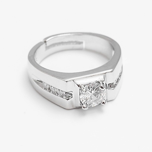 SHINE & BEAUTY Кольцо безразмерное покрытое серебром с кристаллами Swarovski