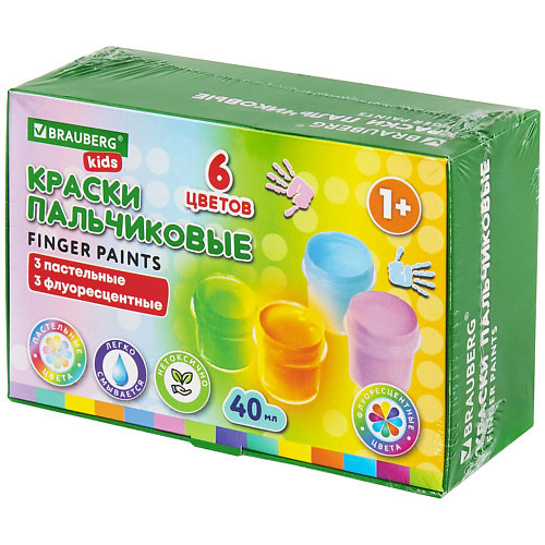 

BRAUBERG Краски пальчиковые для малышей KIDS, Краски пальчиковые для малышей KIDS