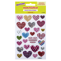 Наклейки объемные Сердца, многоразовые