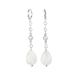 Серьги с агатом, жемчугом и кристаллами