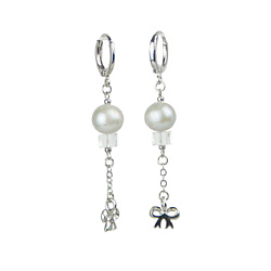 Серьги  Gelido, жемчуг, горный хрусталь, бант
