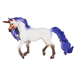 Белый единорог с синей гривой