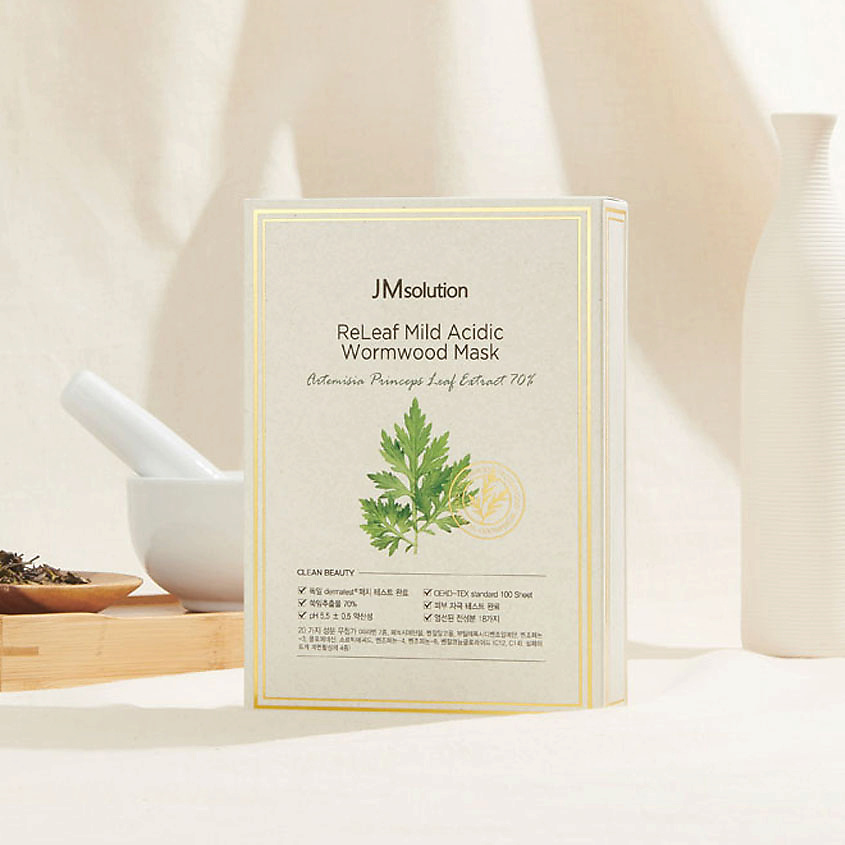 JM SOLUTION Маска для лица с экстрактом полыни Releaf Mild Acidic Wormwood Mask – фото 2