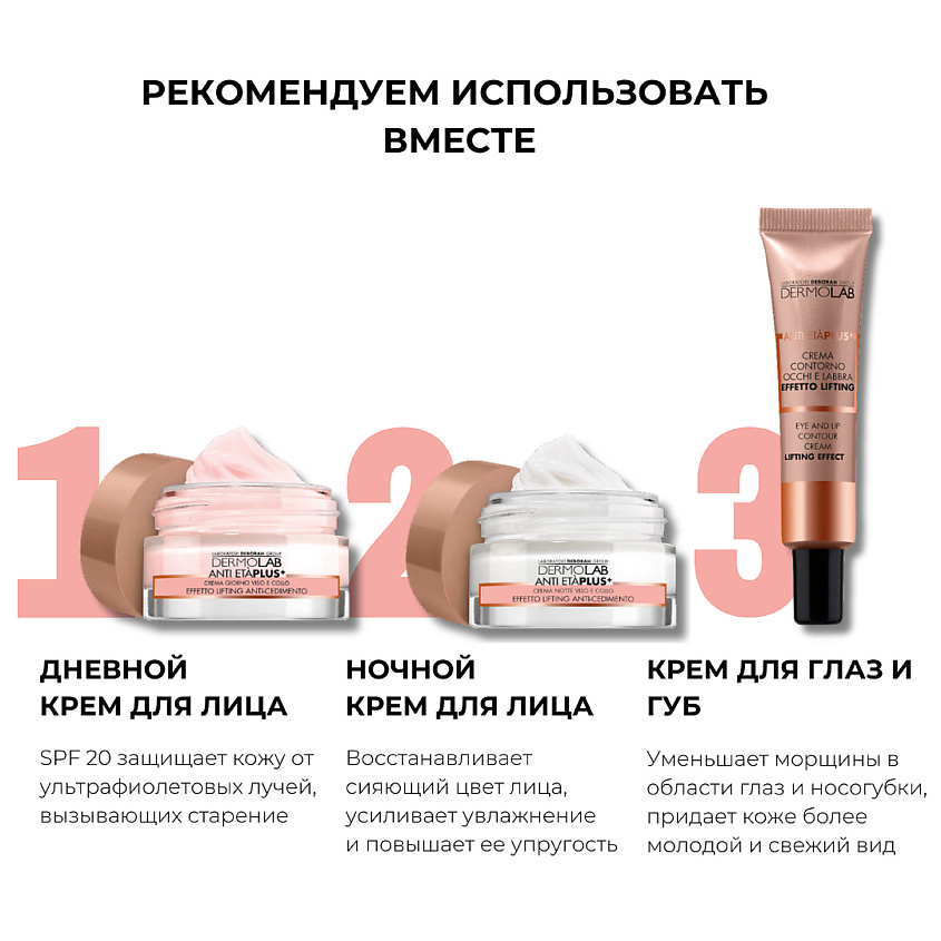 DEBORAH Концентрированная сыворотка лифтинг эффект и тонус кожи в ампулах Dermolab Anti-Eta Plus+ Anti-Sagging Lifting Effect Face Ampoules – фото 2