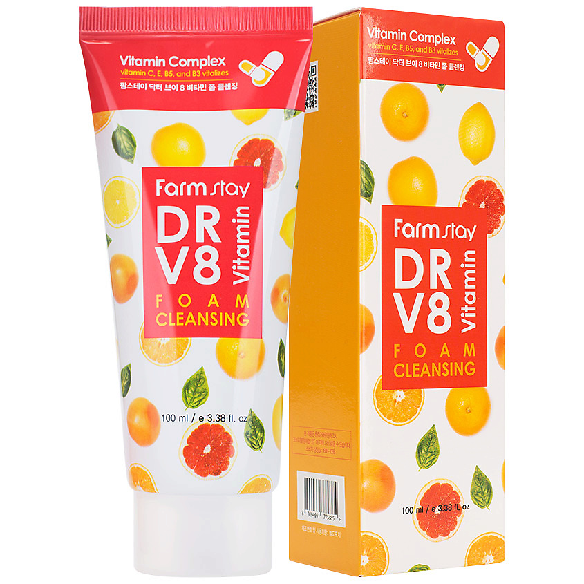 FARMSTAY Пенка для лица очищающая с комплексом витаминов Dr-V8 Vitamin Foam Cleansing – фото 2