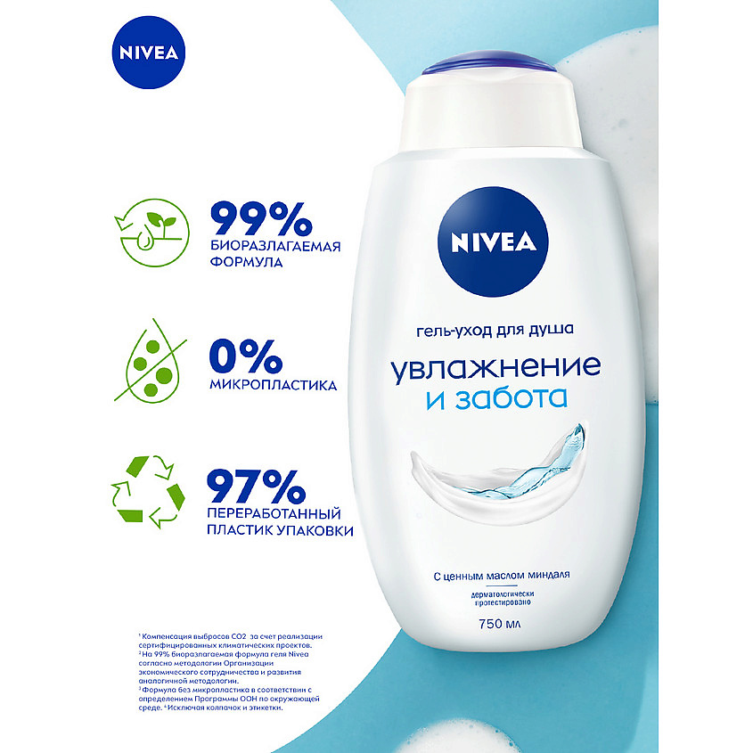 NIVEA Гель-уход для душа Увлажнение и забота для всей семьи увлажняющий с маслом миндаля – фото 5