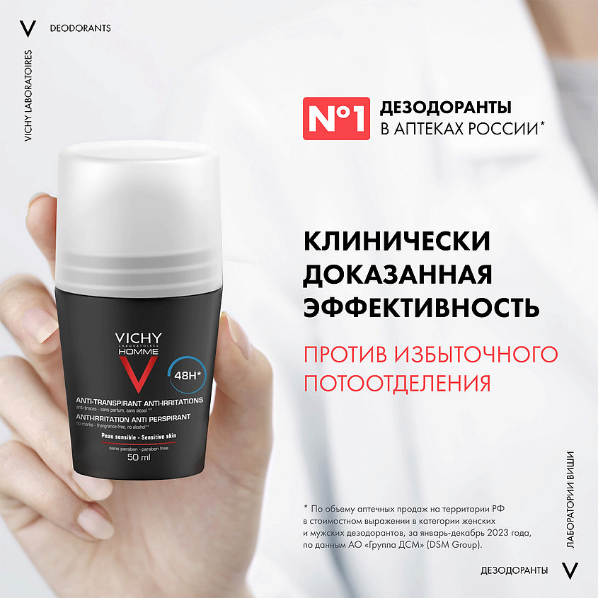 VICHY Подарочный набор Дезодорант мужской для чувствительной кожи 48ч Deo Sensitive – фото 4