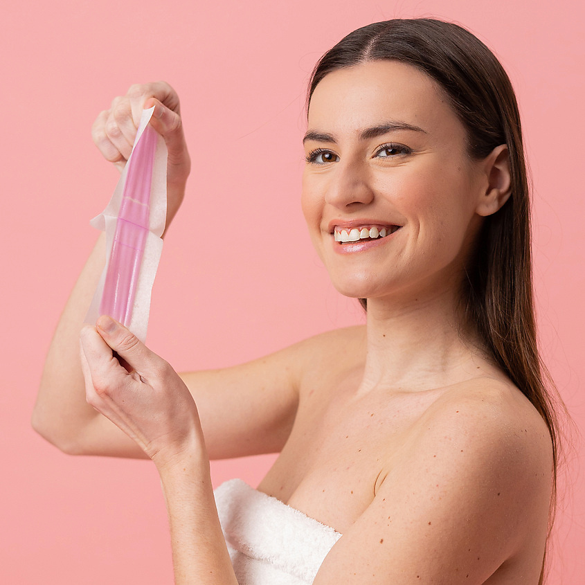 BODY NATUR Полоски восковые для подмышечной зоны и бикини орхидея Wax Strips Hair Removal Underarm and Bikini – фото 4