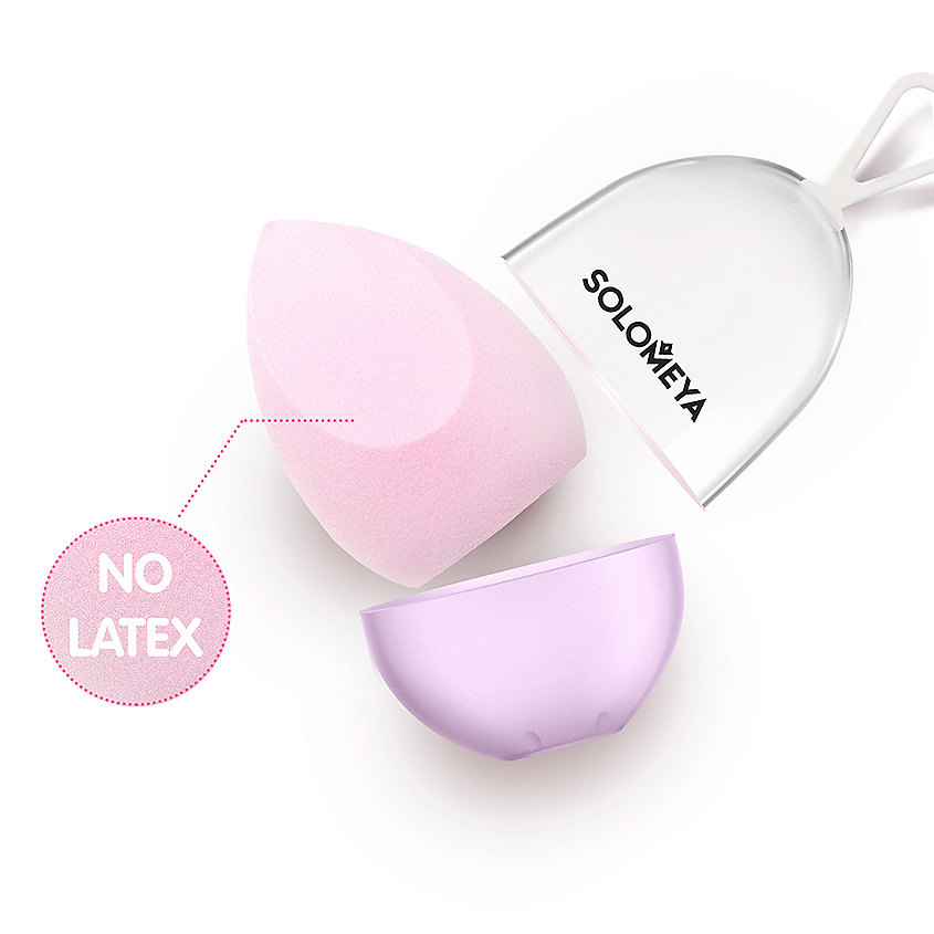 SOLOMEYA Косметический спонж для макияжа со срезом лиловый Flat End blending sponge lilac – фото 6