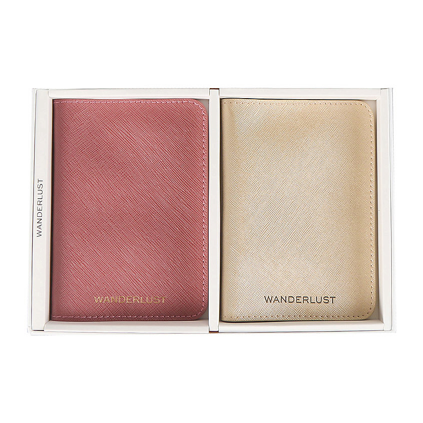WANDERLUST Подарочный набор Saffiano Rose Wine + Champagne Gold. Комплект: обложки на паспорт – фото 2