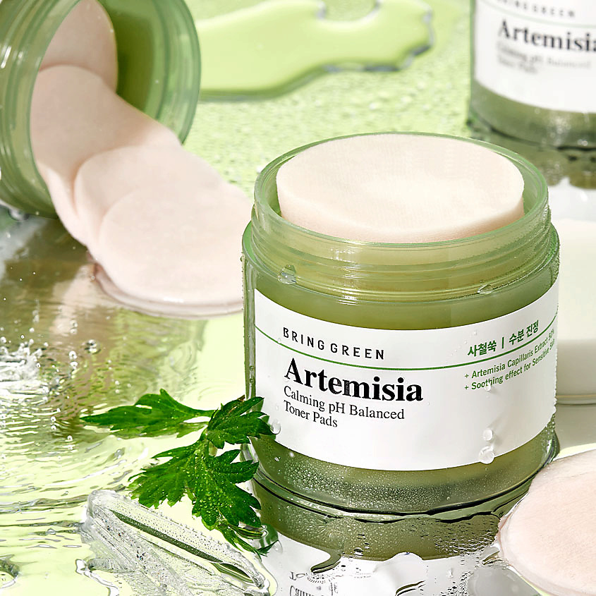BRING GREEN Диски для лица успокаивающие регулирующие pH кожи с полынью Artemisia Calming pH Balanced Toner Pads – фото 2