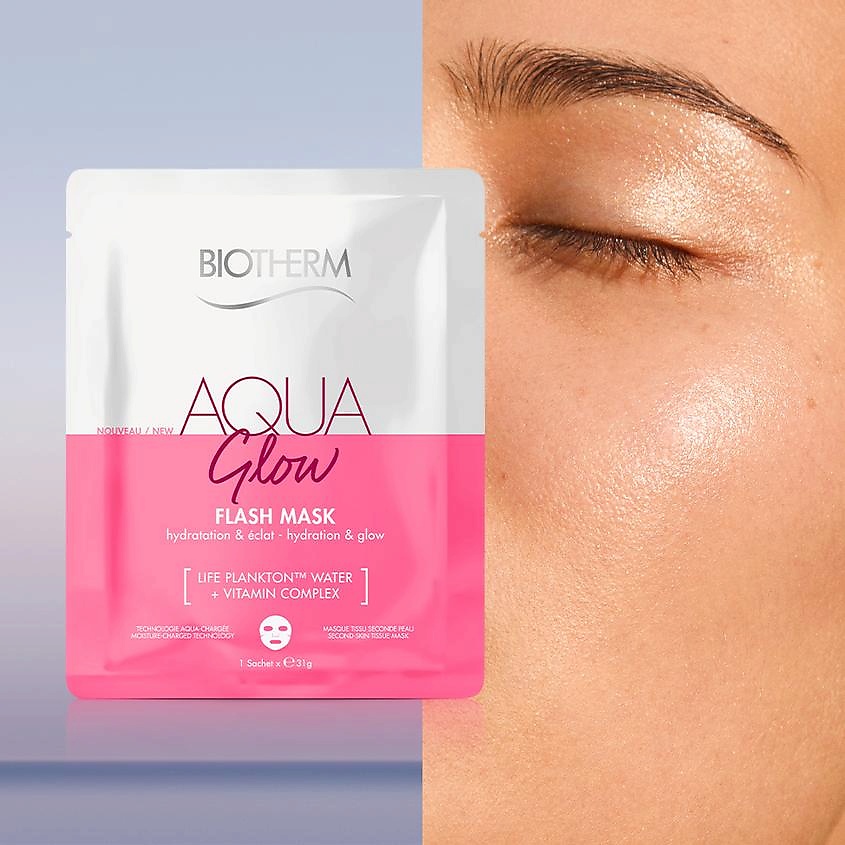 BIOTHERM Тканевая маска для лица Увлажнение и Сияние Aqua Glow – фото 3