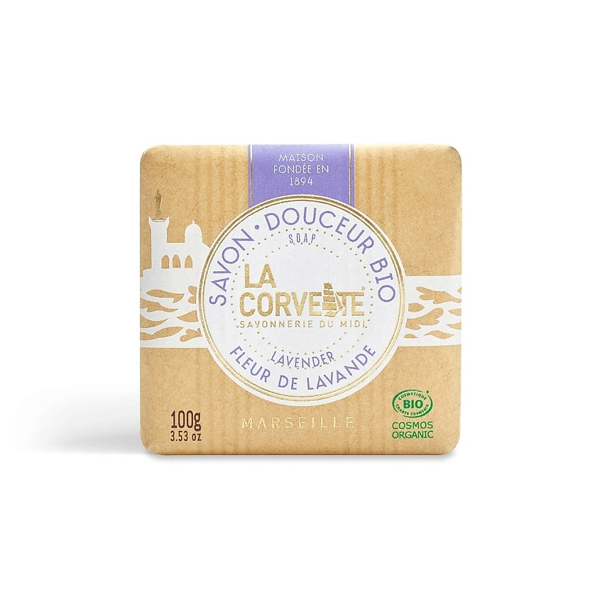 LA CORVETTE Мыло органическое для лица и тела Лаванда Marseille Lavender Soap – фото 3