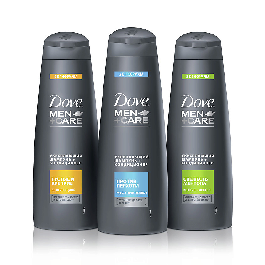 DOVE Шампунь-кондиционер урепляющий 2 в 1 свежесть ментола Men Care – фото 3