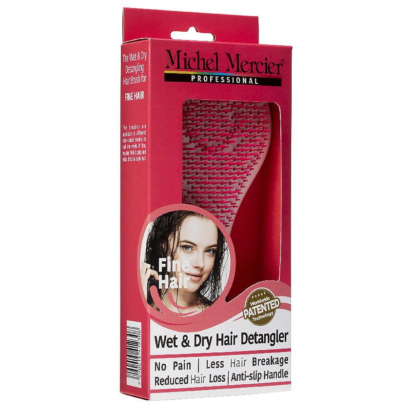 MICHEL MERCIER Расческа для тонких волос розовая массажная Spa Detangler Pink Fine Hair – фото 3