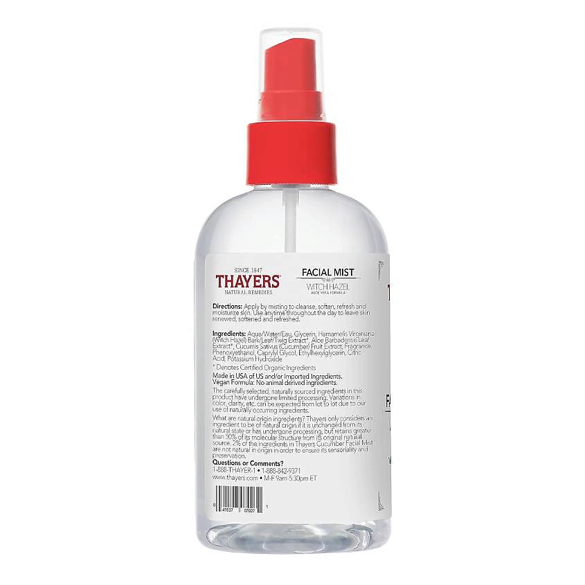 THAYERS Мист для лица без спирта с гамамелисом и огурцом Witch Hazel Cucumber Facial Mist – фото 2