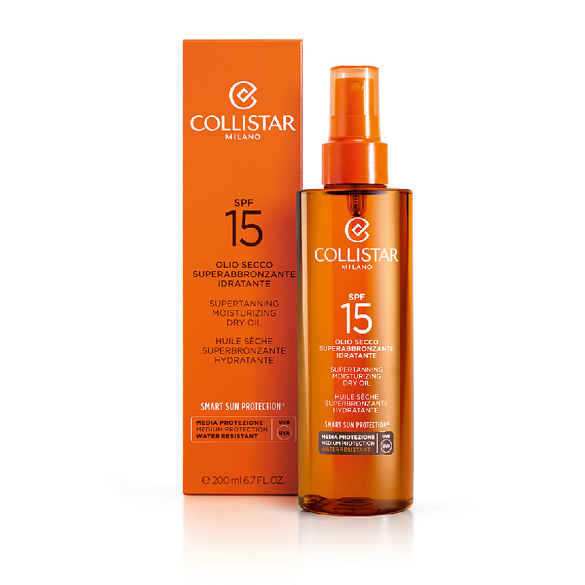 COLLISTAR Масло сухое для интенсивного загара для лица-тела-волос SPF15 Supertanning Moisturizing Dry Oil – фото 2