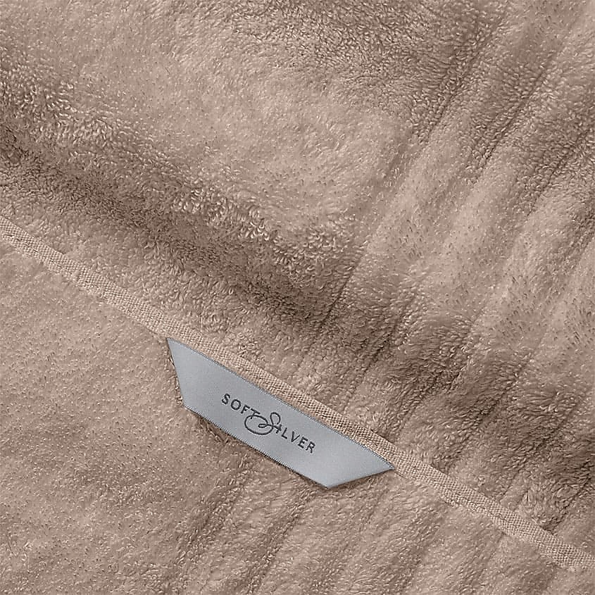 SOFT SILVER Антибактериальное махровое полотенце для лица, 30х50 см. Цвет: «Песчаный берег» (бежевый) – фото 5