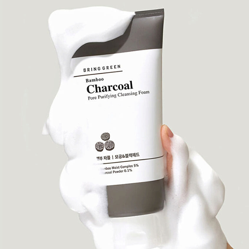 BRING GREEN Пенка для умывания очищающая поры с бамбуковым углем Bamboo Charcoal Pore Purifying Cleansing Foam – фото 2