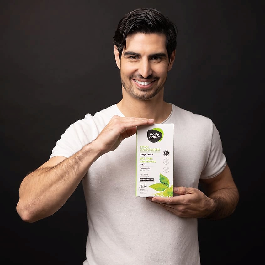 BODY NATUR Восковые полоски для депиляции тела для нормальной и сухой кожи с экстрактом чая матча Wax Strips Hair Removal Face – фото 2