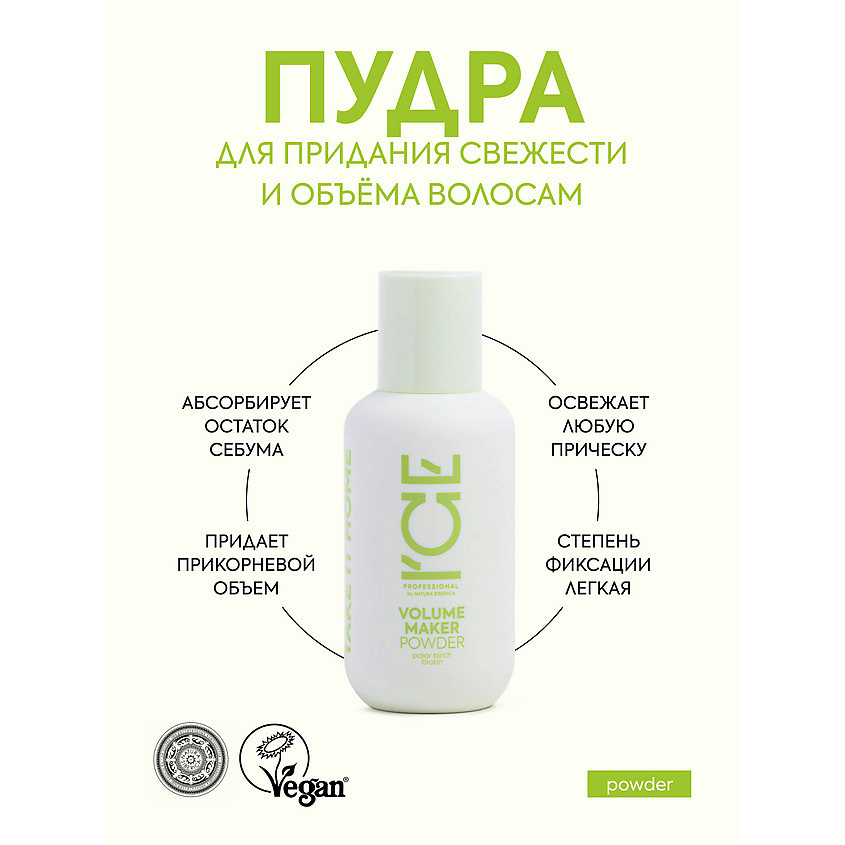 ICE BY NATURA SIBERICA Пудра для придания свежести и объёма волосам Volume Maker Powder – фото 2