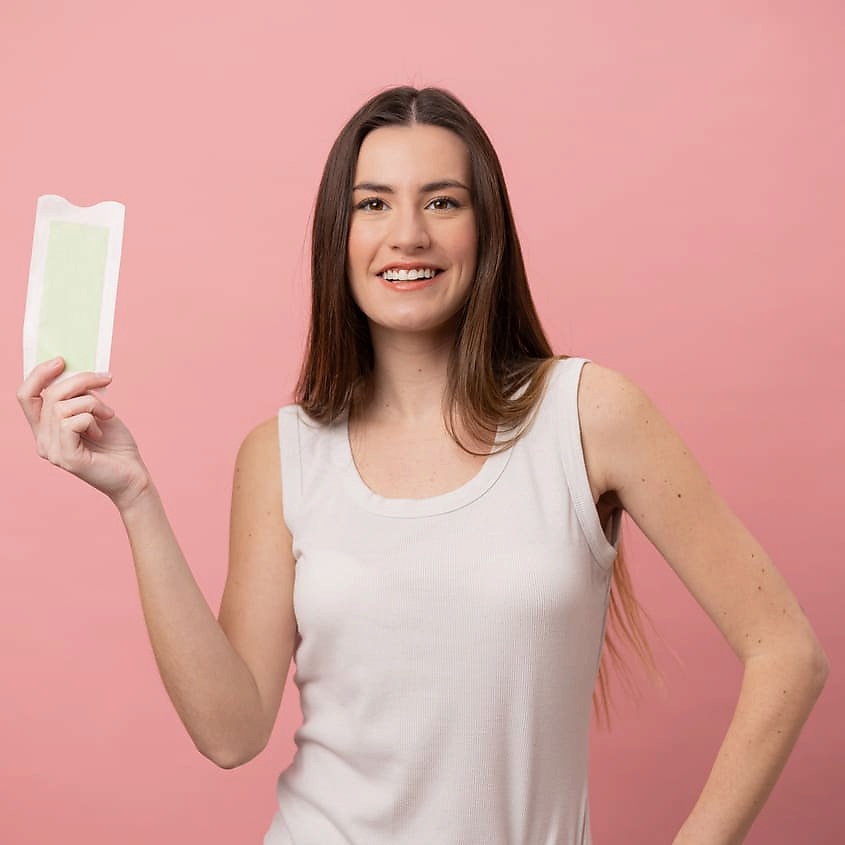 BODY NATUR Восковые полоски для депиляции тела для нормальной и сухой кожи с экстрактом чая матча Wax Strips Hair Removal Face – фото 3