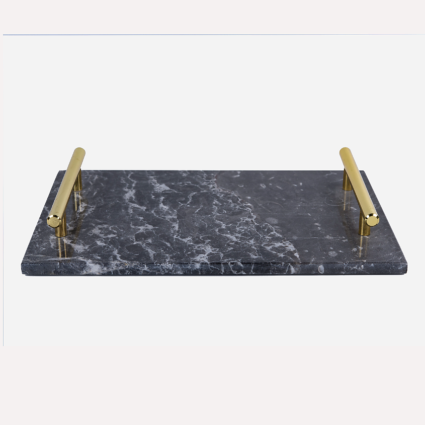 Изображение товара НАТУРКАМЕНЬ Поднос декоративный мраморный на кухню, 1 шт.; цвет: черный; размер: 30х20 см.