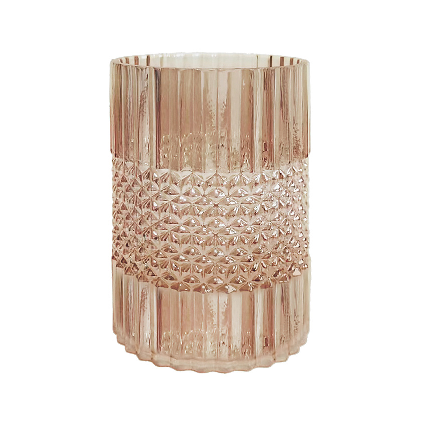 Изображение товара Стеклянная ваза для цветов и сухоцветов 15х20 см карамельная декоративная