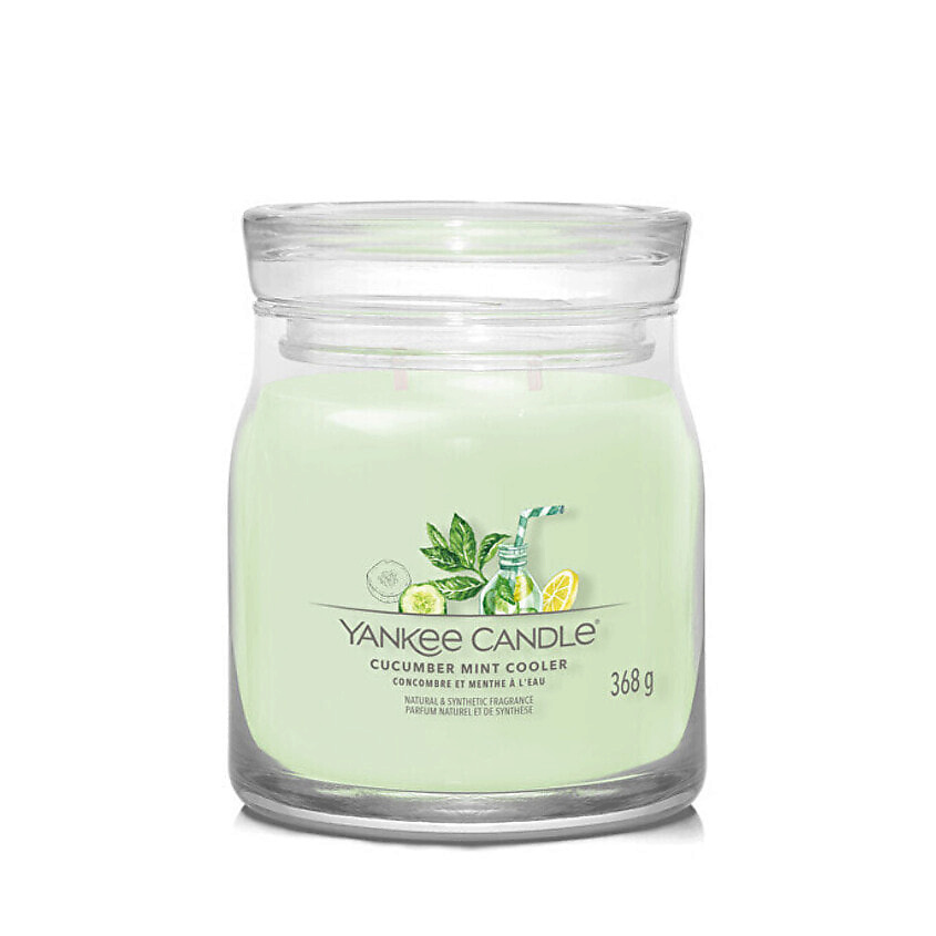 Изображение товара Ароматическая свеча Yankee Candle Cucumber Mint Cooler 368 г свежий аромат освежающего напитка