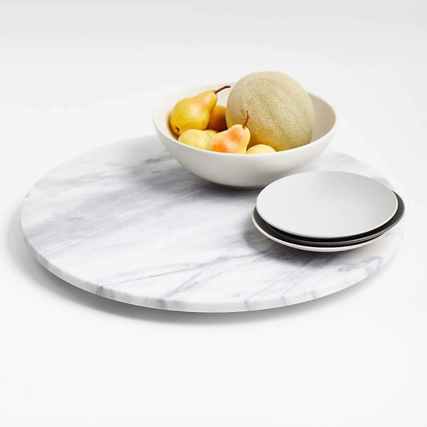 Изображение товара НАТУРКАМЕНЬ Декоративная посуда: крутящийся поднос и подставка для торта, 1 шт.; цвет: белый; диаметр: 29 см.